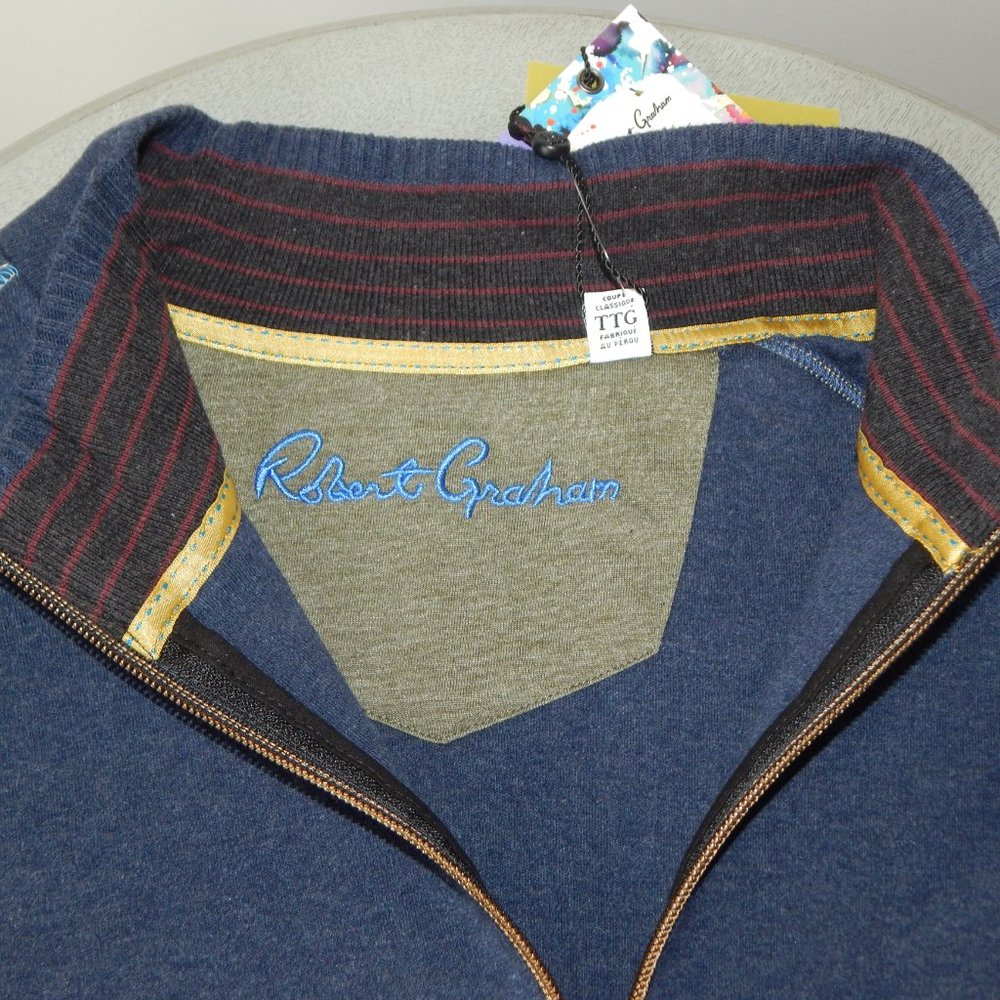ROBERT GRAHAM ELLIOT PULLOVER Sweater Quarter Zip…